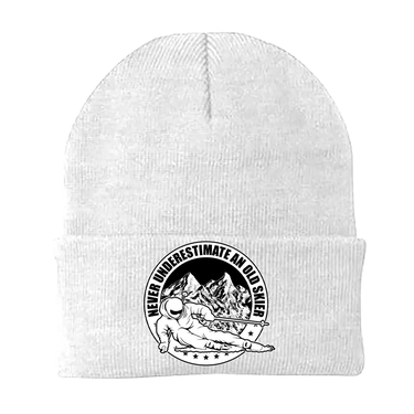 Never Underestimate An Old Skier Embroidered Beanie